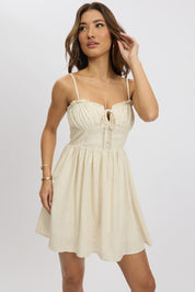 Beige Fit And Flare Dress Mini - Àlainn Fashion