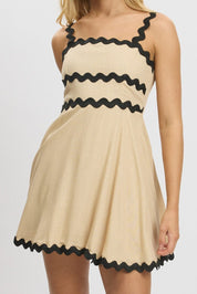 Beige Fit And Flare Dress Ric Rac Mini - Àlainn Fashion