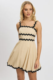 Beige Fit And Flare Dress Ric Rac Mini - Àlainn Fashion