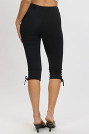 Black Capri Pants Side Ribbon - Àlainn Fashion