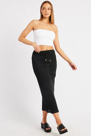 Black Crochet Maxi Skirt High Rise Relaxed Lined - Àlainn Fashion