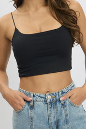 Black Cropped Cami Top Supersoft - Àlainn Fashion