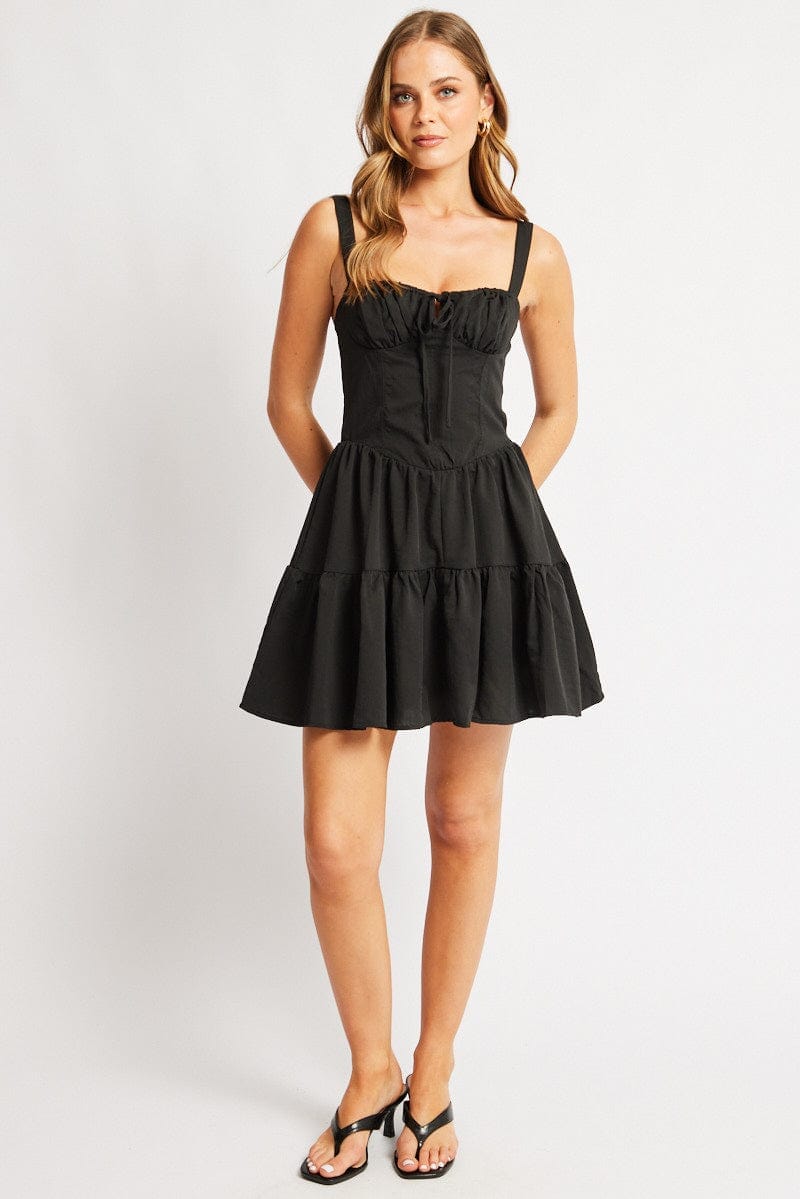 Black Fit And Flare Dress Mini - Àlainn Fashion