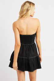 Black Fit And Flare Dress Mini Strapless - Àlainn Fashion