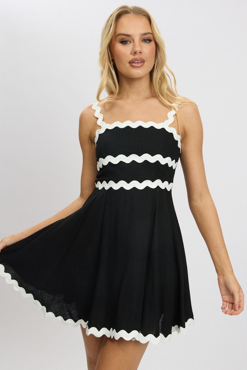 Black Fit And Flare Dress Ric Rac Mini - Àlainn Fashion