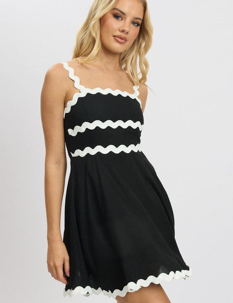 Black Fit And Flare Dress Ric Rac Mini - Àlainn Fashion