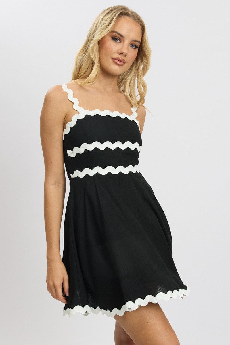 Black Fit And Flare Dress Ric Rac Mini - Àlainn Fashion