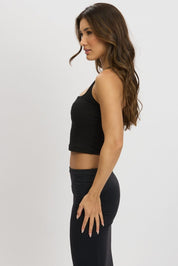 Black Halter Neck Top Cotton Span - Àlainn Fashion