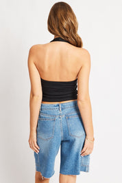 Black Halter Neck Top Supersoft - Àlainn Fashion