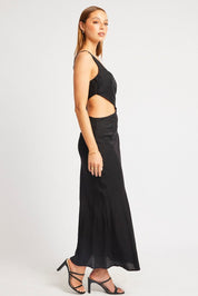 Black Maxi Dress Cut Out Detail - Àlainn Fashion