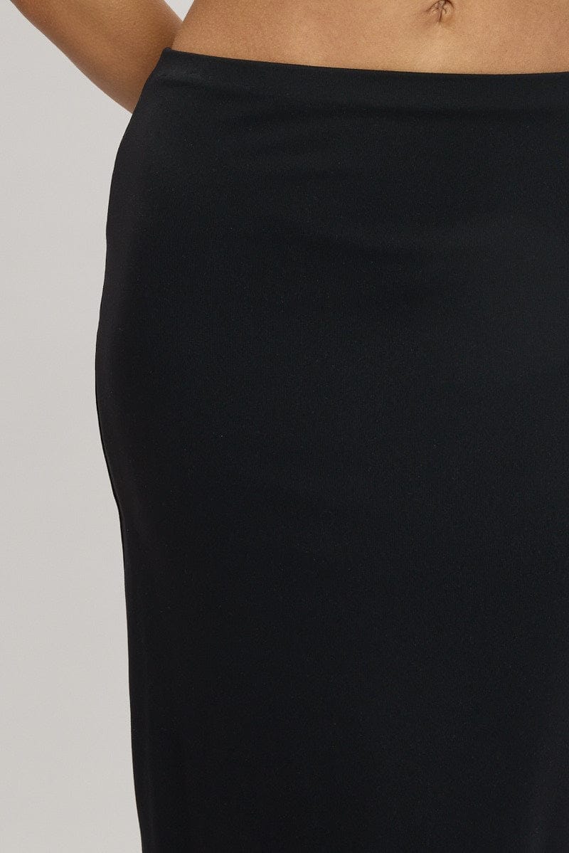 Black Midi Skirt High Rise Supersoft Lined - Àlainn Fashion