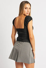 Black Milkmaid Top Short Sleeve Corset - Àlainn Fashion