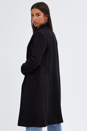 Black One Button Coat Knee Length - Àlainn Fashion