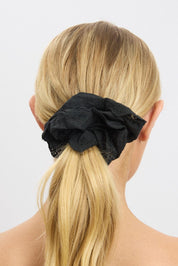 Black Oversized Broderie Scrunchie - Àlainn Fashion