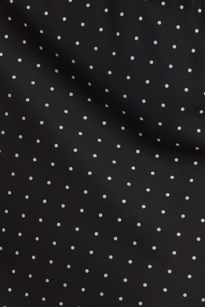 Black Polka Dot Mini Slip Skirt Elastic Waist Picot Trim Bias Cut - Àlainn Fashion