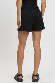 Black Relaxed Short Elastic Waist - Àlainn Fashion