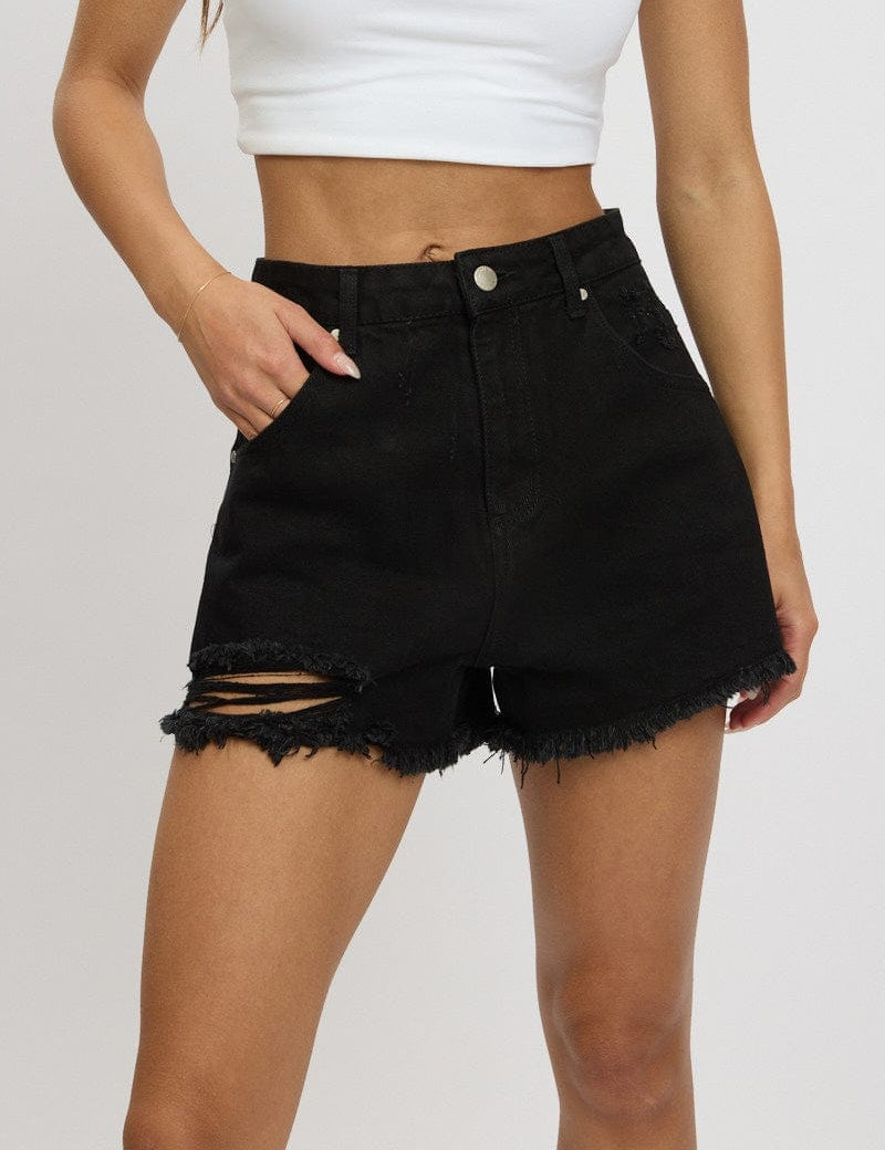 Black Relaxed Short High Rise - Àlainn Fashion