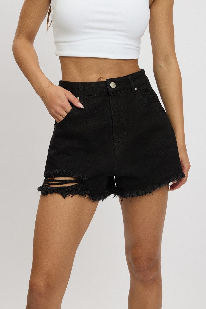 Black Relaxed Short High Rise - Àlainn Fashion