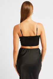 Black Satin Cowl Cami Top - Àlainn Fashion