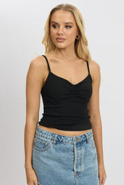 Black Singlet Top Round Neck - Àlainn Fashion