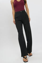 Black Straight Fit Pants High Rise - Àlainn Fashion