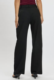 Black Straight Fit Pants High Rise - Àlainn Fashion