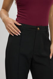 Black Straight Fit Pants High Rise - Àlainn Fashion