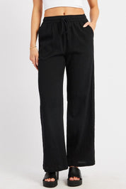 Black Wide Leg Pants High Rise - Àlainn Fashion