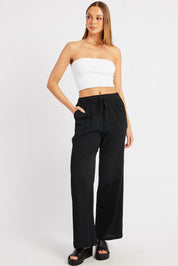 Black Wide Leg Pants High Rise - Àlainn Fashion