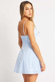 Blue Check Mini Dress Strappy - Àlainn Fashion