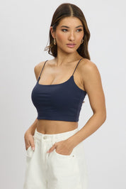 Blue Cropped Cami Top Supersoft - Àlainn Fashion