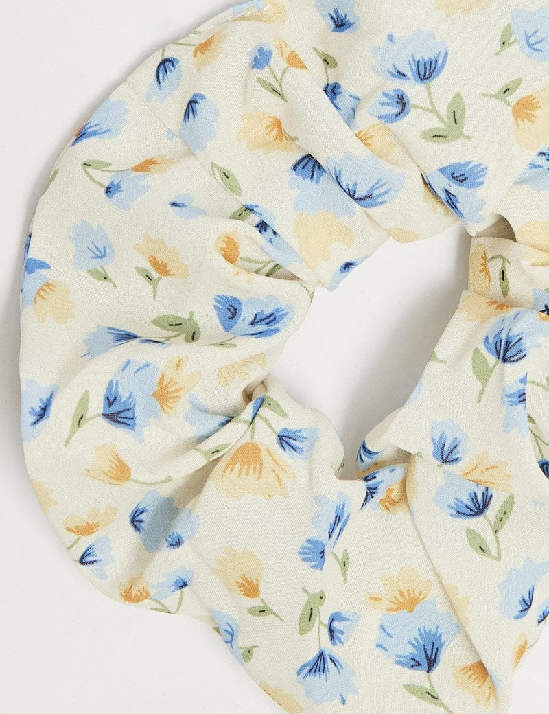 Blue Floral Scrunchie - Àlainn Fashion