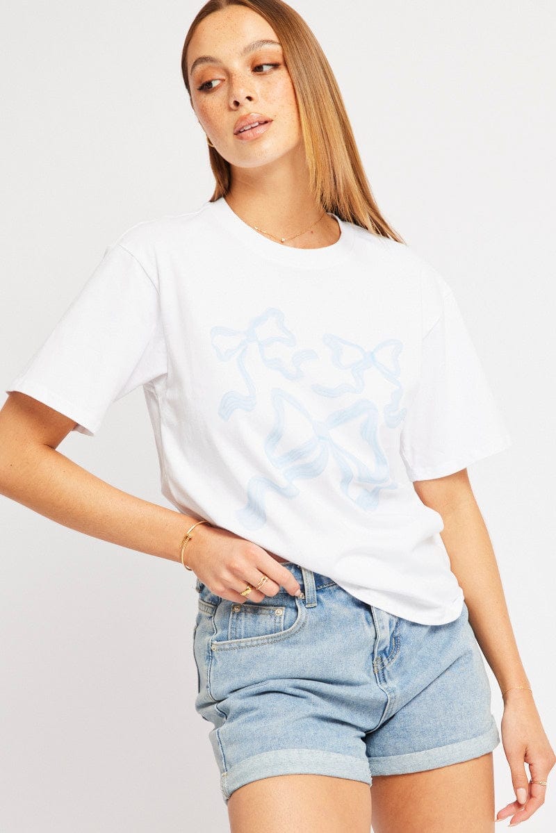 Blue Graphic Tee Short Sleeve - Àlainn Fashion