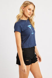 Blue Graphic Tee Short Sleeve - Àlainn Fashion