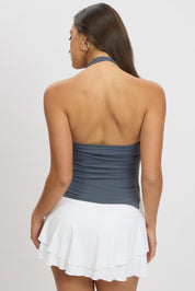 Blue Halter Neck Top Sleeveless Supersoft - Àlainn Fashion