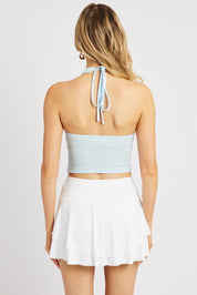 Blue Halter Neck Top Textured - Àlainn Fashion