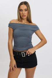 Blue Off Shoulder Top - Àlainn Fashion