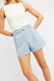 Blue Shorts Mid Rise - Àlainn Fashion