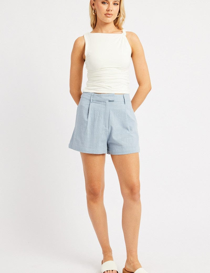 Blue Shorts Mid Rise - Àlainn Fashion