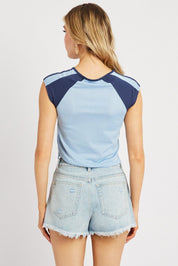 Blue Sport Tee Short Sleeve Crop - Àlainn Fashion