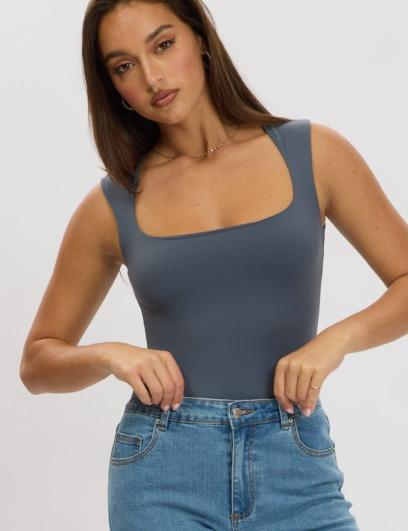 Blue Supersoft Bodysuit Scoop Neck - Àlainn Fashion