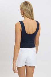 Blue Supersoft Top U Neck Sleeveless - Àlainn Fashion