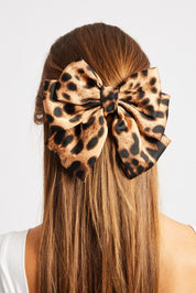 Brown Animal Print Bow Hair Clip - Àlainn Fashion