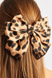 Brown Animal Print Bow Hair Clip - Àlainn Fashion