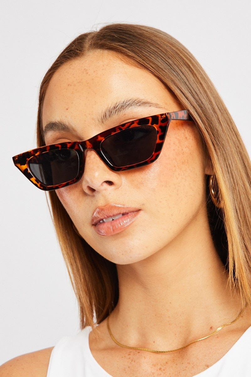 Brown Animal Print Cat Eye Sunglasses - Àlainn Fashion