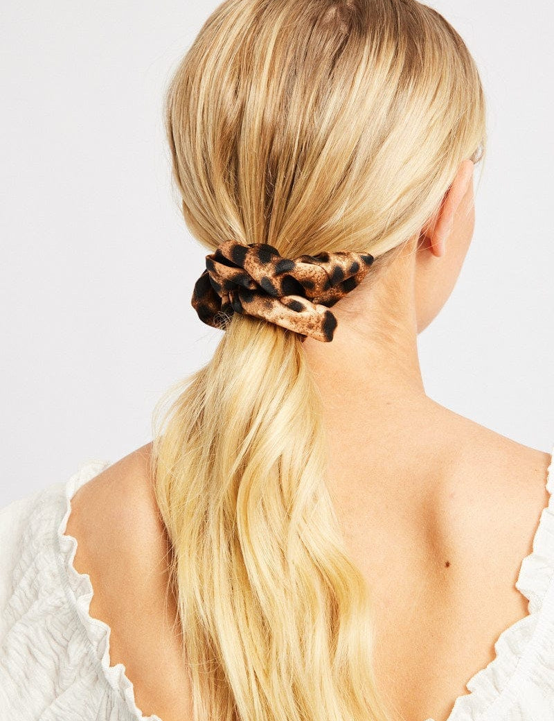 Brown Animal Print Leopard Print Scrunchie - Àlainn Fashion