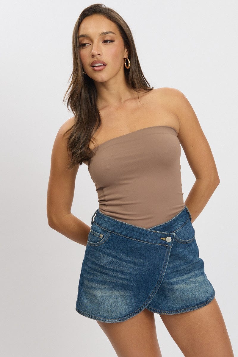 Brown Supersoft Bandeau Top - Àlainn Fashion