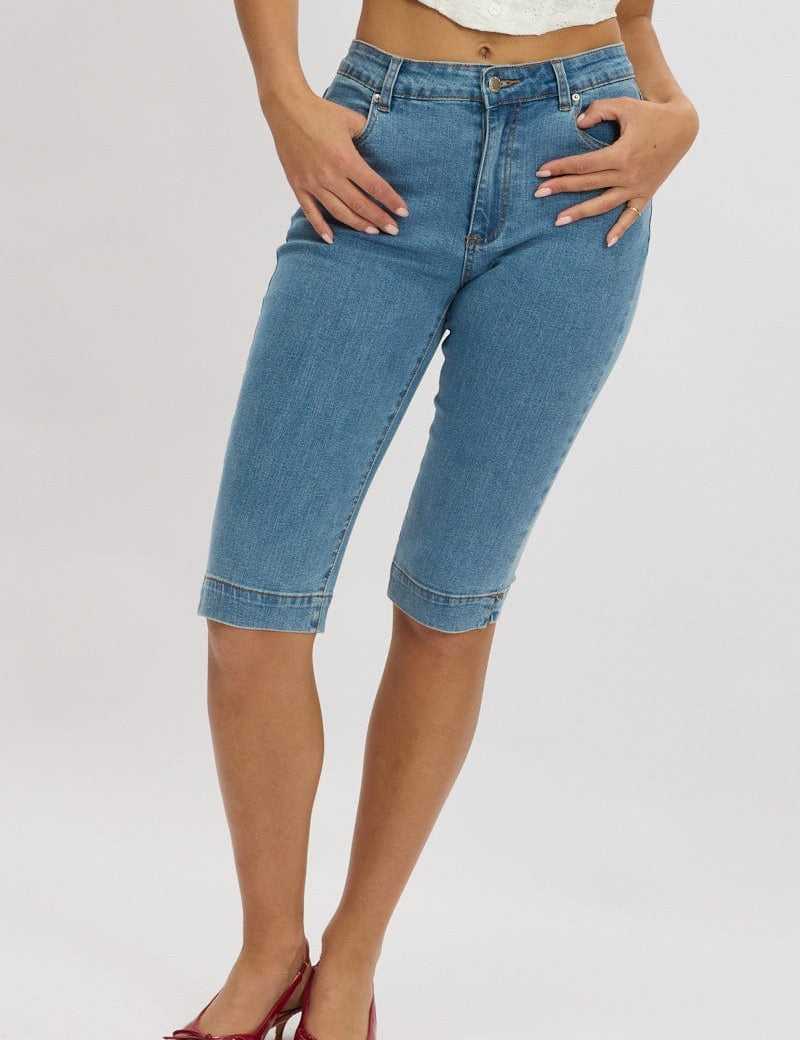 Denim Capri Jeans Mid Rise - Àlainn Fashion