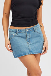 Denim Mini Skirt Mid Rise Regular Fit - Àlainn Fashion