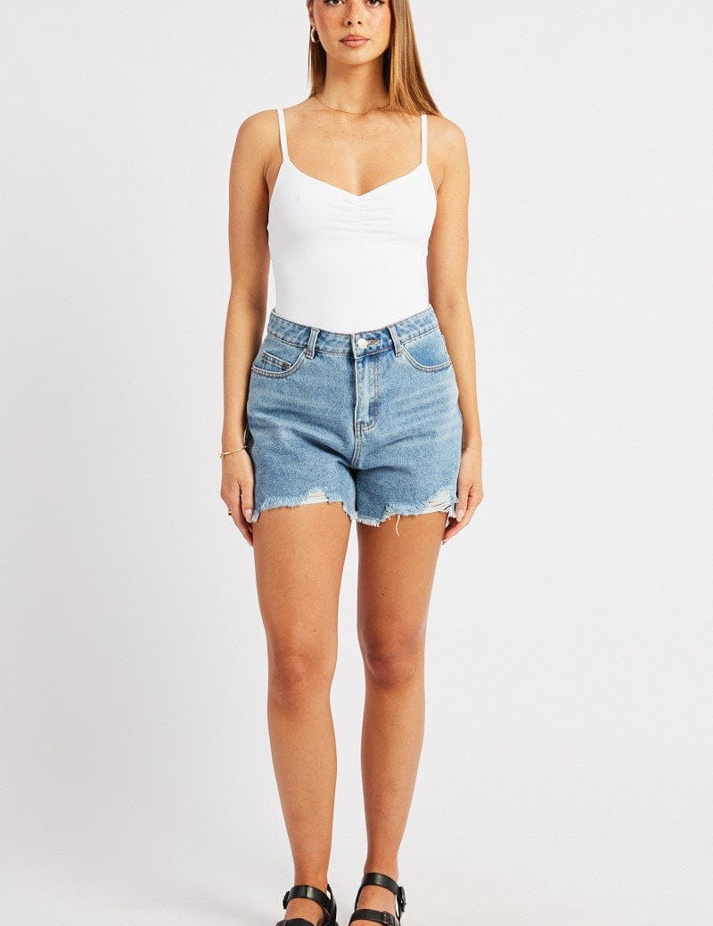 Denim Relaxed Denim Short Mid Rise - Àlainn Fashion